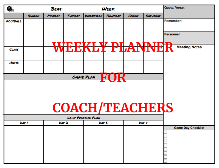 Coaches Weekly Planner pdf