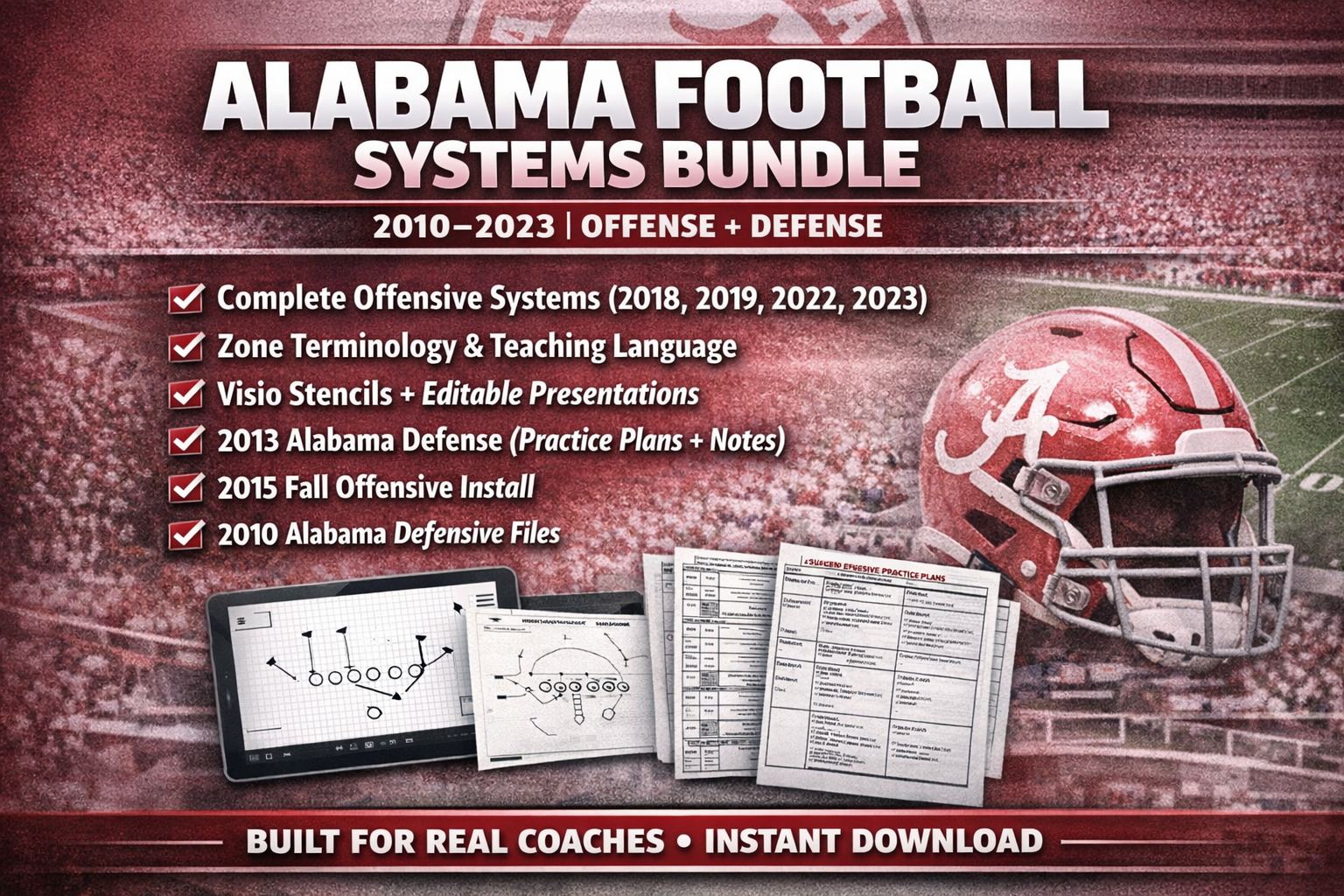 Alabama Football Systems Mega Bundle (2010–2023) Offense • Defense • Installs • Practice Planning (Private)